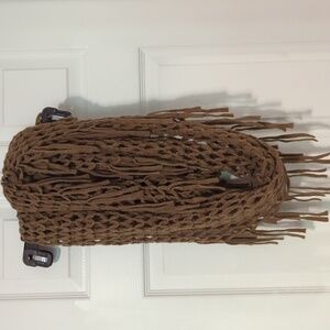 ☀️ Soft Brown Circle Scarf with Fringe